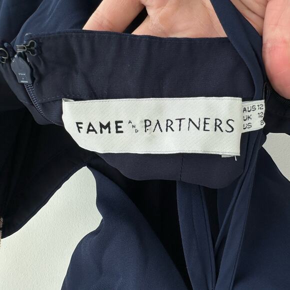 Fame And Partners Dress 8 Navy Dreamer Gown Evening Elegant Quiet Luxury Gala - Picture 7 of 11